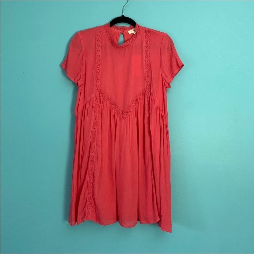 Entro Babydoll Crochet Detail Short Sleeve Dress